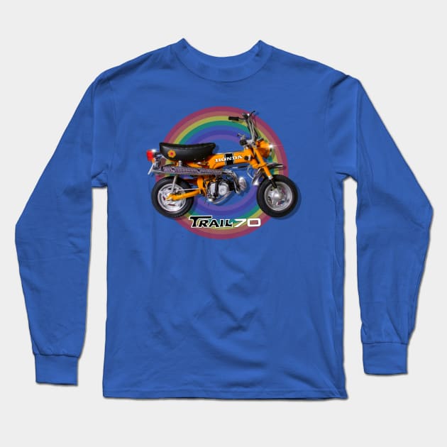 Vintage retro Motorcycle Trail 70 Long Sleeve T-Shirt by MotorManiac